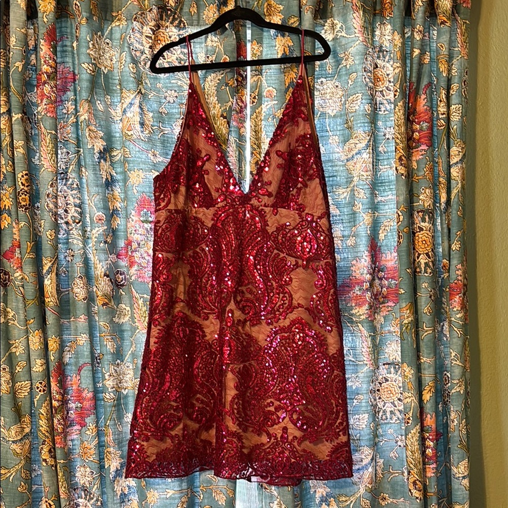 Free People~Red Sequin Dress